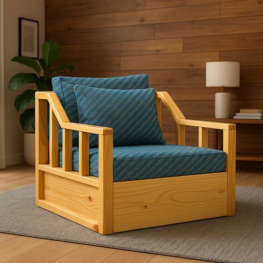 Single Seater Wooden Sofa cum Bed